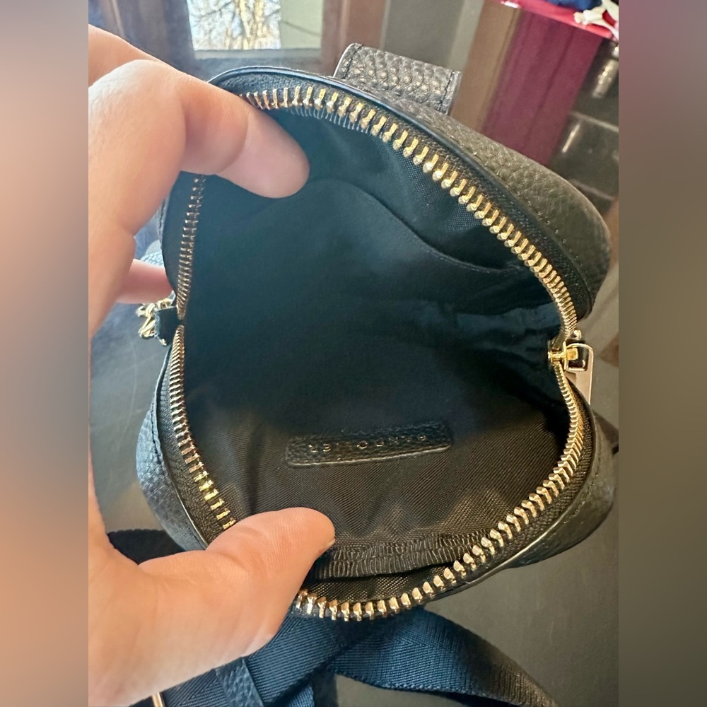 Bandolier Black Leather Phone Crossbody with Gold Accents - Picture 7 of 10